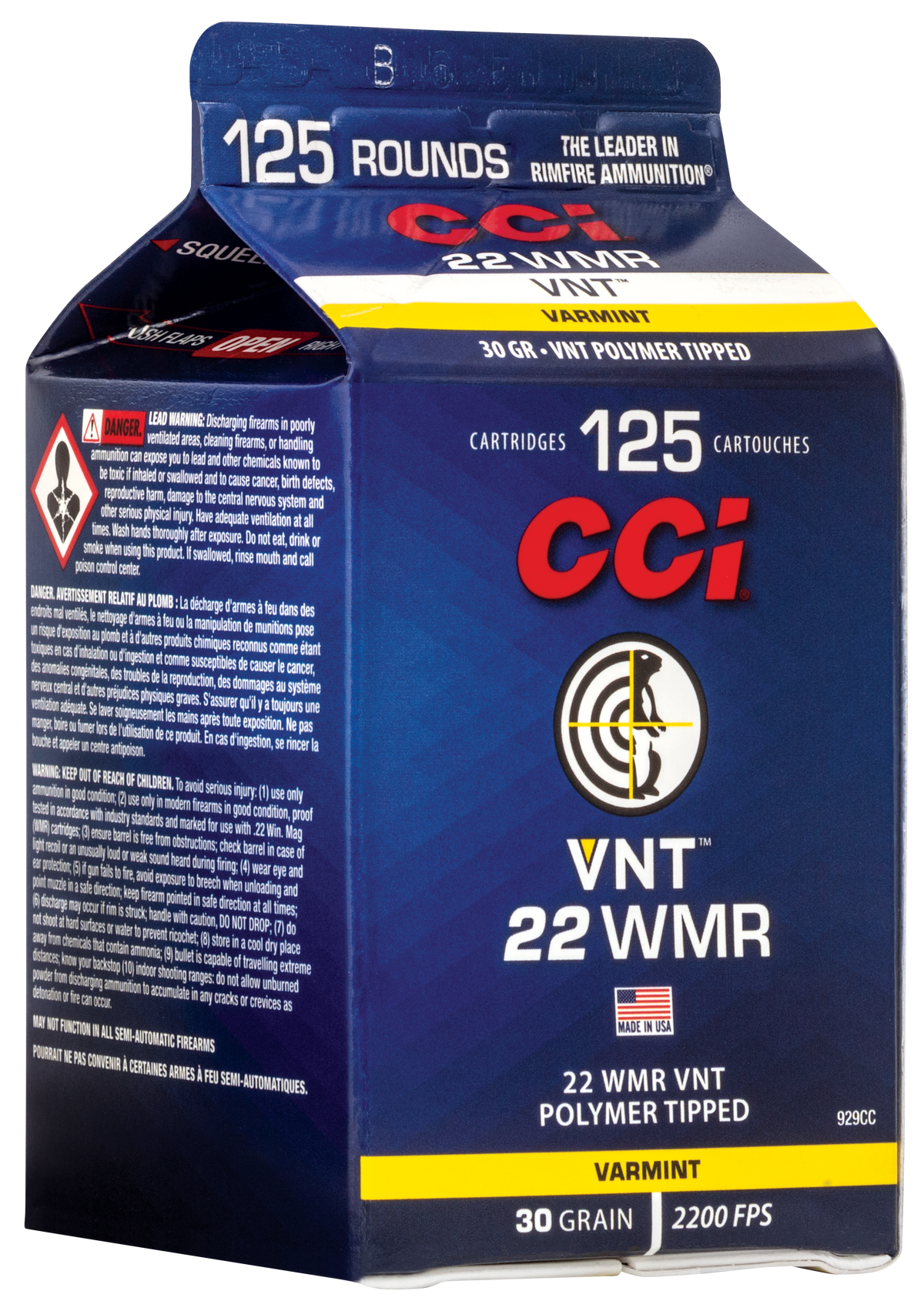 CCI VNT 22 WMR 30gr Varmint Tipped 125 Rounds Per Box - Box or Case