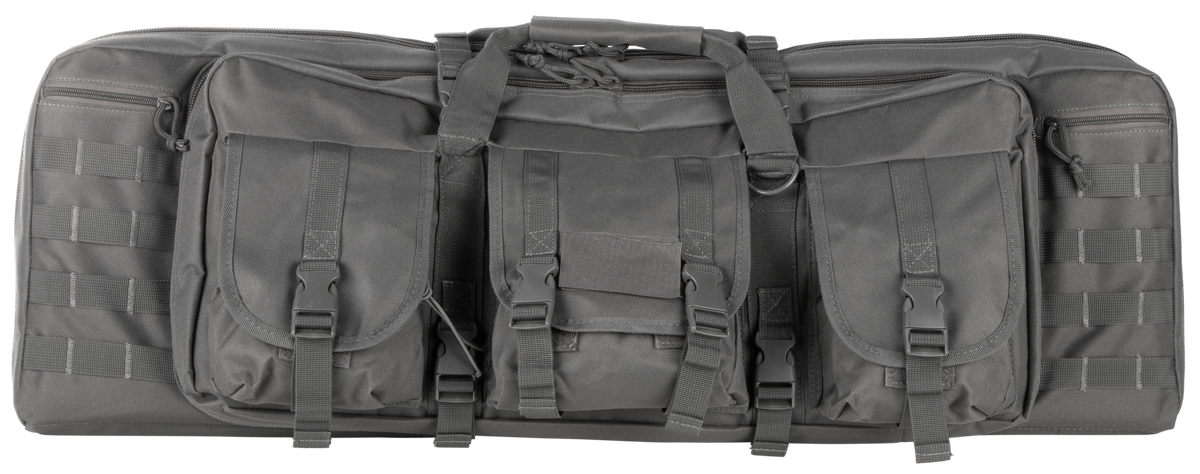 NcSTAR VISM Double Carbine Case 42" Urban Gray PVC Nylon - Foam Padded, Lockable Zippers, MOLLE