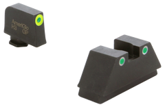 Ameriglo GL333 Optic Compatible XL Tall Sight Set for Glock - Green Tritium LumiGreen Outline Front / Green Tritium White Outline Rear