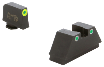 Ameriglo GL333 Optic Compatible XL Tall Sight Set for Glock - Green Tritium LumiGreen Outline Front / Green Tritium White Outline Rear