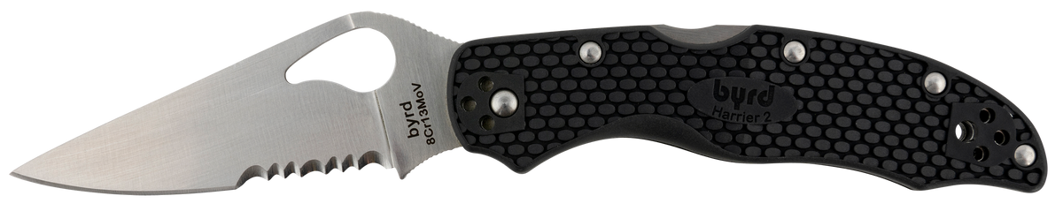 Spyderco Byrd Harrier 2 Lightweight 3.36" Part Serrated 3Cr13MoV FRN Folding Knife