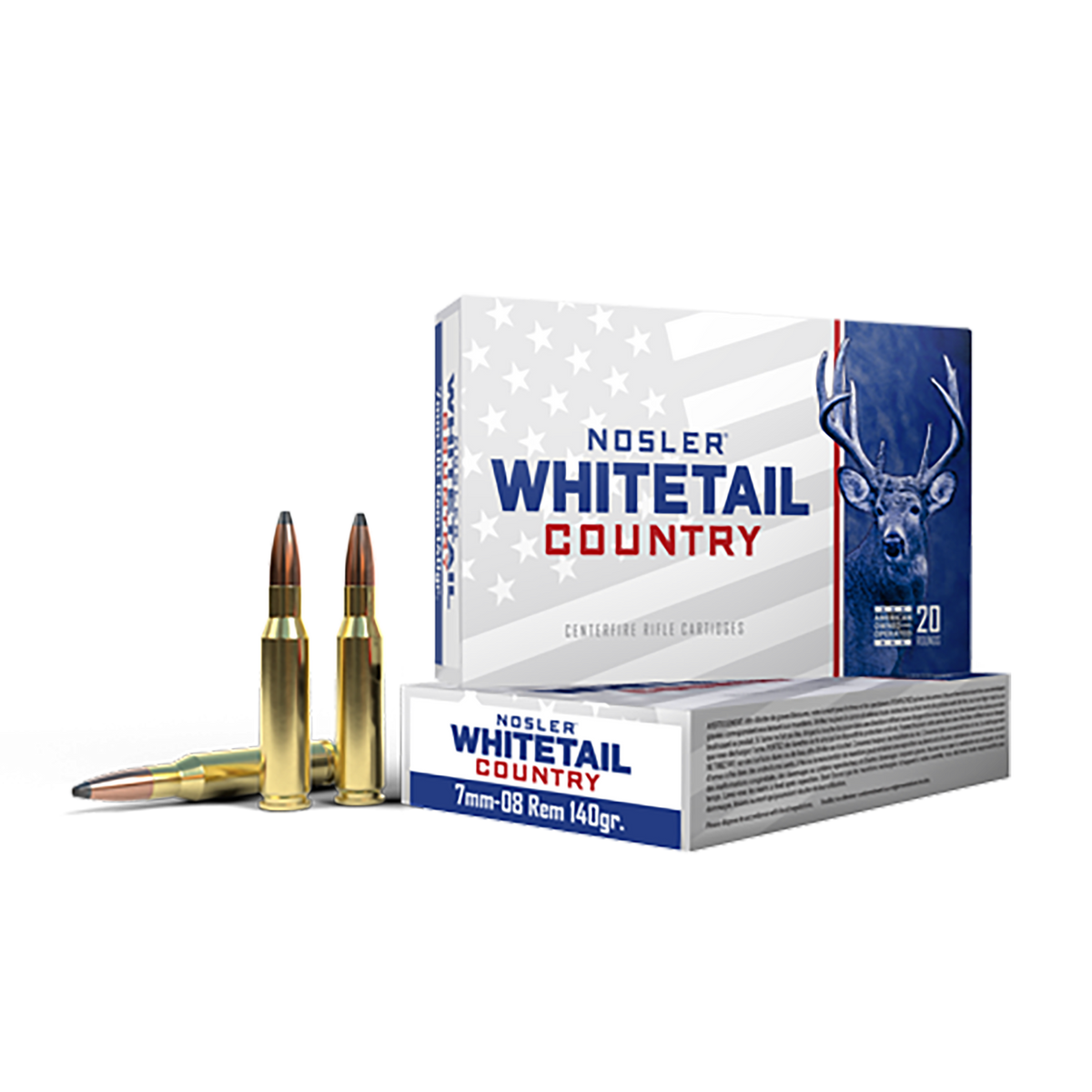 Nosler Whitetail Country 7mm-08 Rem 140gr Solid Base - Box or Case