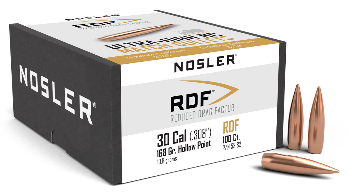 Nosler RDF 30 Cal .308 168gr HPBT Match Reloading Bullets - 100/Box
