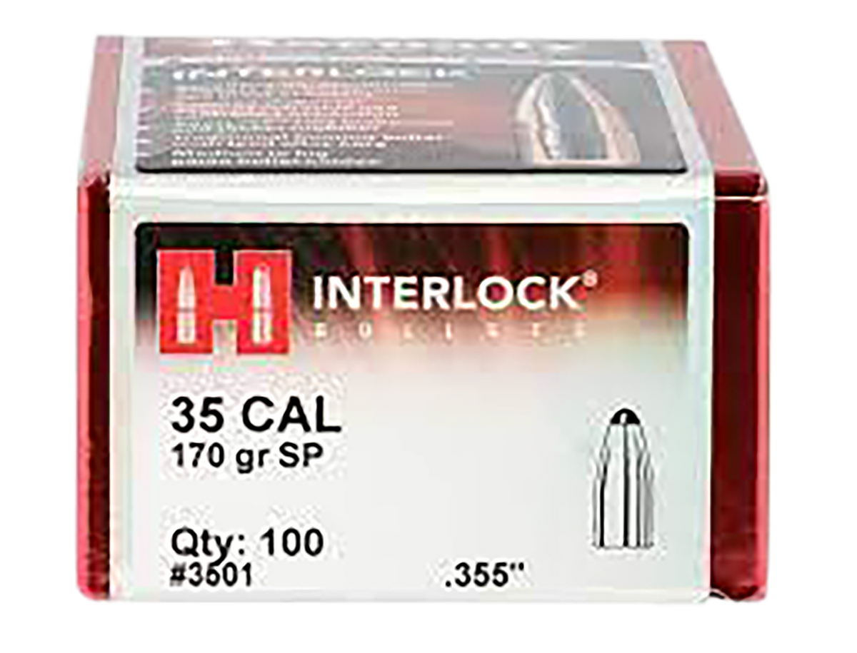 Hornady InterLock 35 Cal .355 170gr Spire Point Reloading Bullets - 100/Box