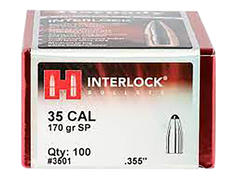 Hornady InterLock 35 Cal .355 170gr Spire Point Reloading Bullets - 100/Box