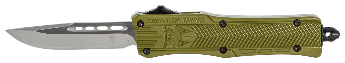 CobraTec Knives CTK-1 Small 2.75" OTF Drop Point Plain D2 Steel OD Green Aluminum Handle