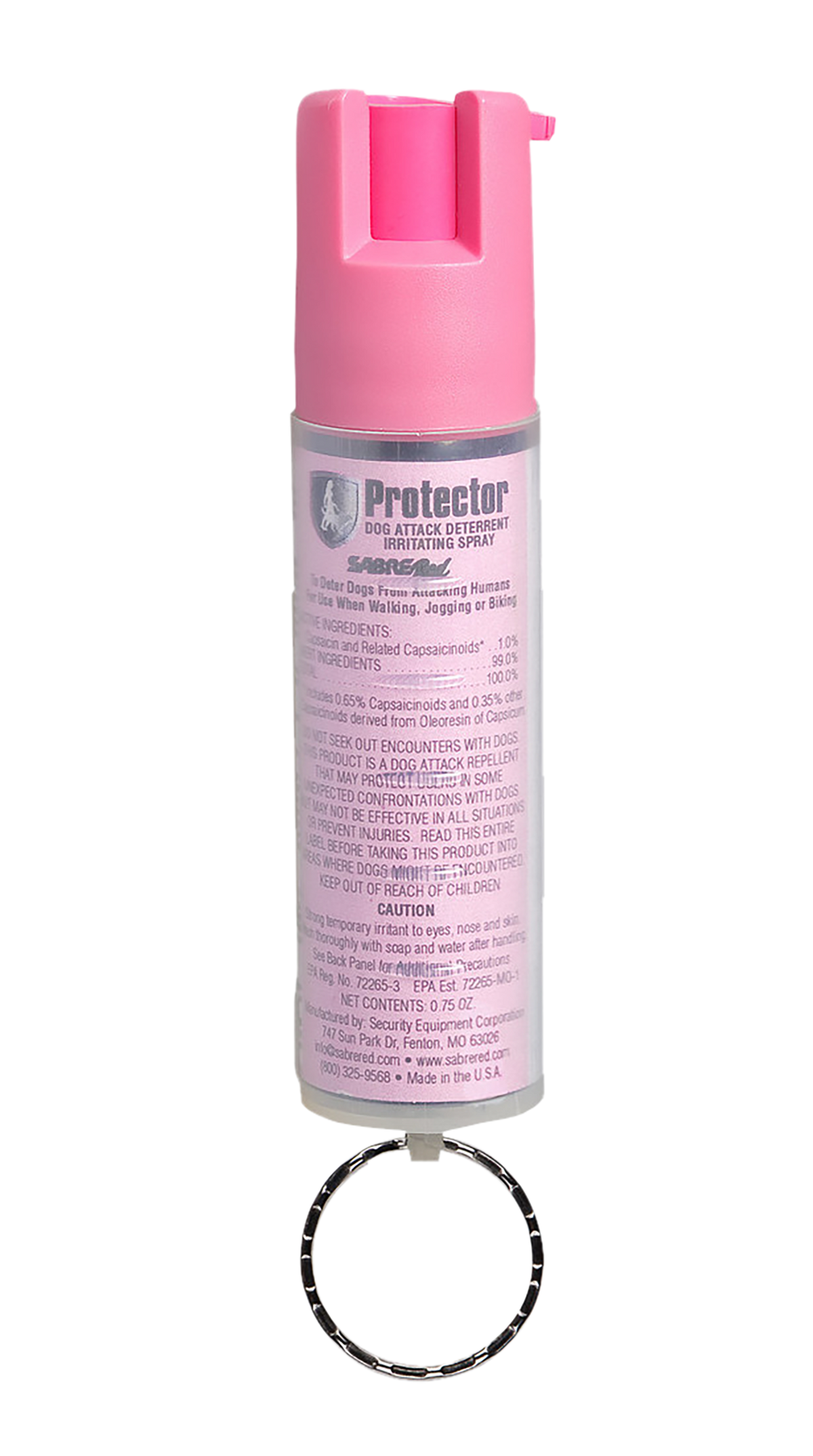 Sabre Dog Attack Deterrent Pepper Spray 0.75 oz 12 ft Range 14 Bursts Pink - Includes Key Ring