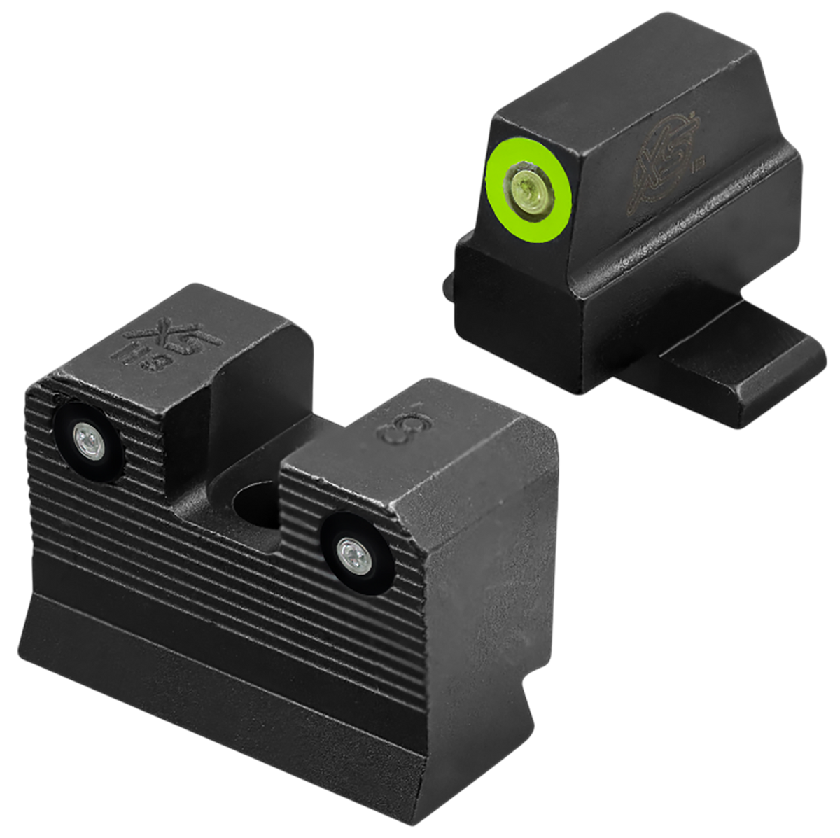 XS Sights R3D 2.0 Night Sight Set Green Tritium - Black Oxide Frame - Fits Sig/Springfield/FN 509