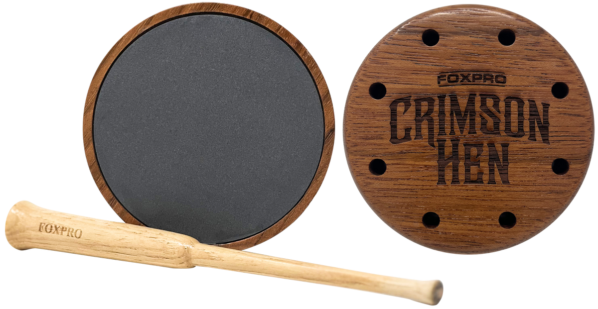 Foxpro Crimson Slate Friction Turkey Pot Call - Brazilian Cherry Wood with Hickory Striker