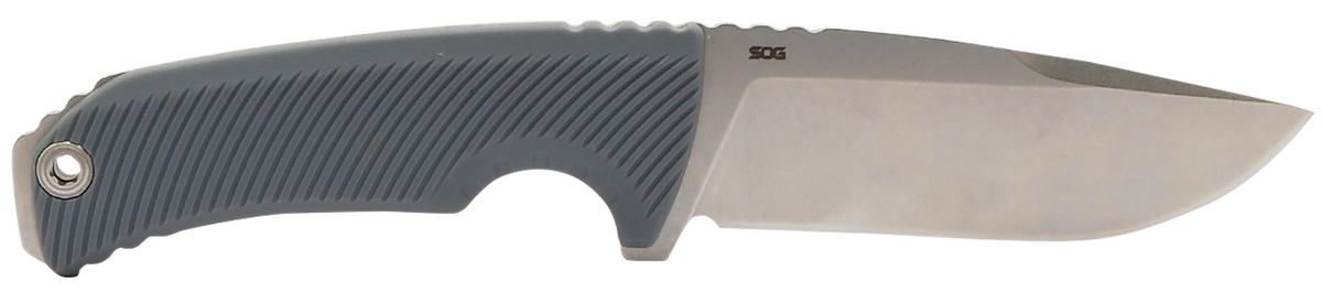 S.O.G Tellus FX 4.20" Fixed Clip Point Plain Stonewashed Cryo 440C SS Wolf Gray GRN Handle
