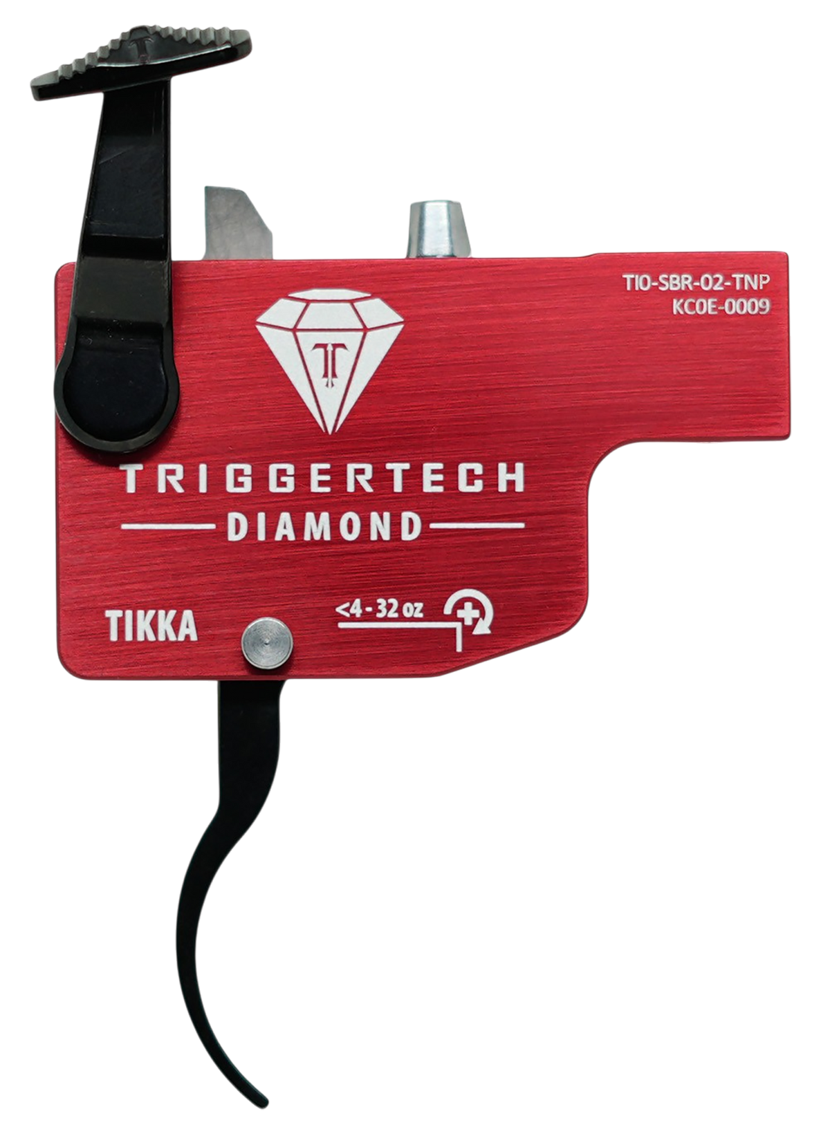 TriggerTech Diamond Tikka T3/T3x/T1x Single-Stage Curved Trigger - Right Hand - Black/Red