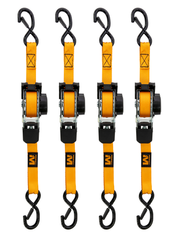 Muddy MUD-RRS10 1" x 10' Retractable Ratchet Straps 4-Pack - Orange
