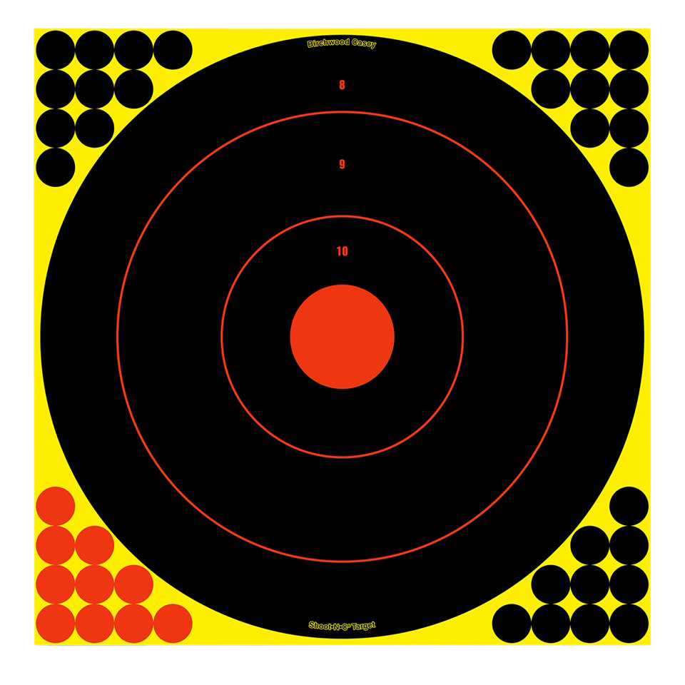 Birchwood Casey Shoot-N-C 17.25" Bullseye Reactive Paper Target 12 Pack