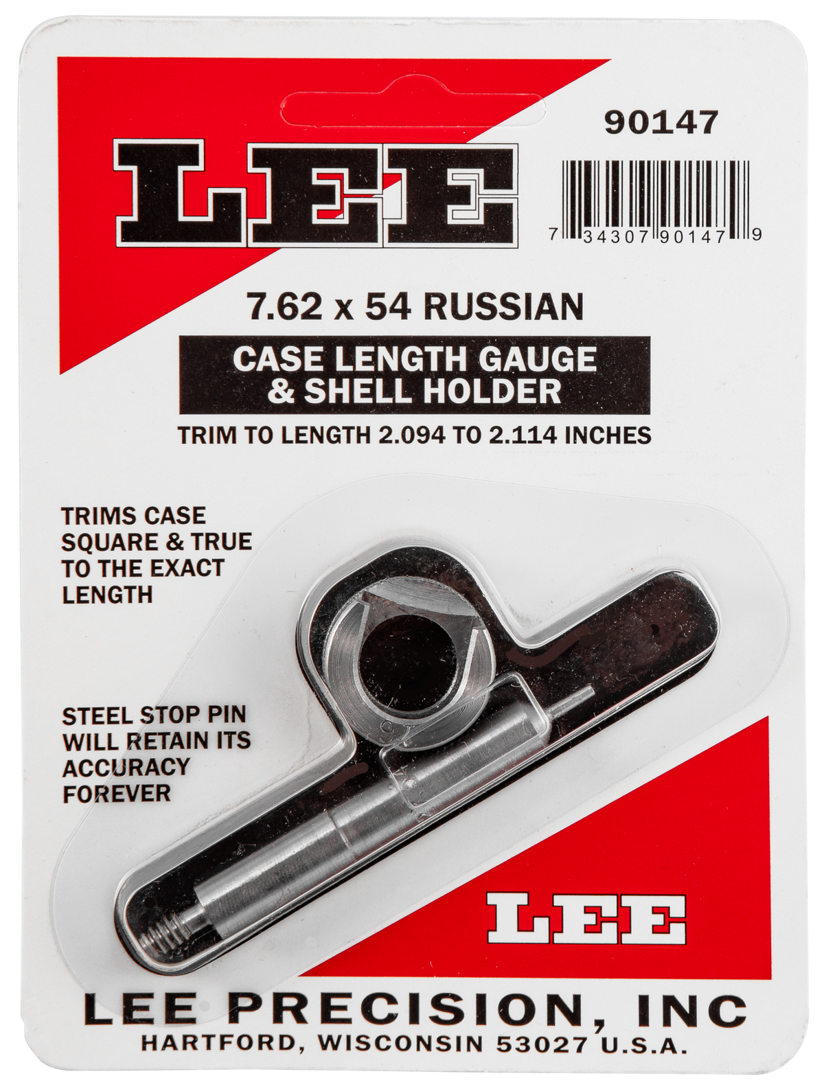 Lee Precision 90147 Case Length Gauge 7.62x54mmR with Shell Holder