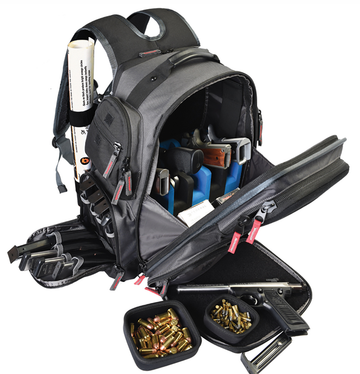 G*Outdoors Executive Range Backpack Gray Holds 5 Handguns w/Foam Cradle & Visual ID System