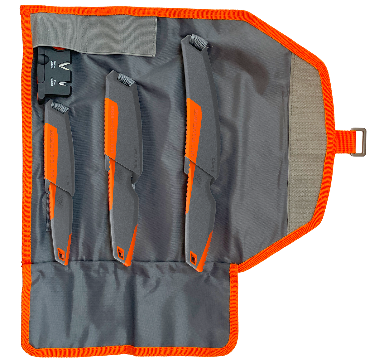Outdoor Edge Vantex 3.50"/3"/5" Fixed Blade Drop Point/Caping/Boning 7Cr17MoV SS Glass-Filled Nylon Handle 4-Pc Knife Set