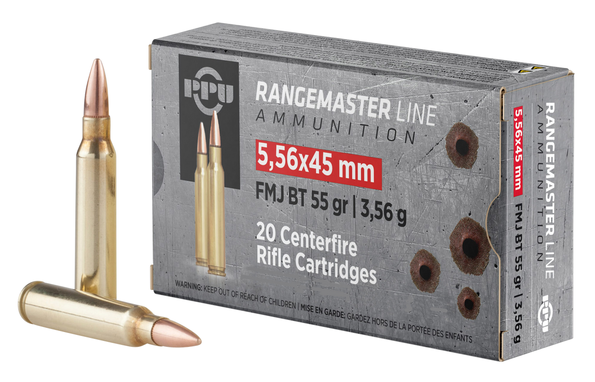 PPU Rangemaster 5.56x45mm NATO 55gr Full Metal Jacket Boat Tail - 1000 Rds (Case)