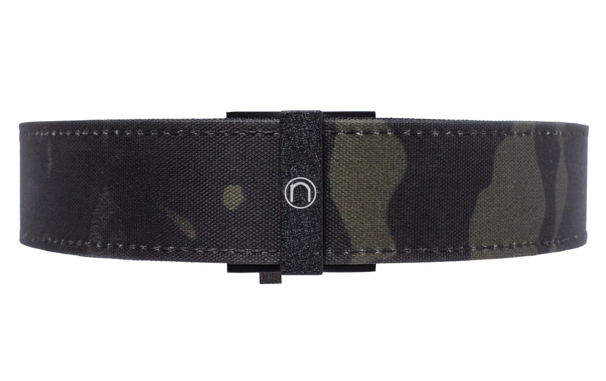 Team Nexbelt Operating Thin Bar Supreme EDC 1.5" Multi-Cam Black Nylon Belt - Push Button Closure, Fits Up to 50"
