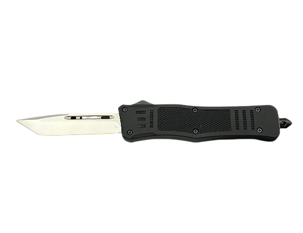 Steel River Knives MT616 Ultralight Mini 2.75" OTF Tanto Plain Polished D2 Steel Blade Black Aluminum Handle