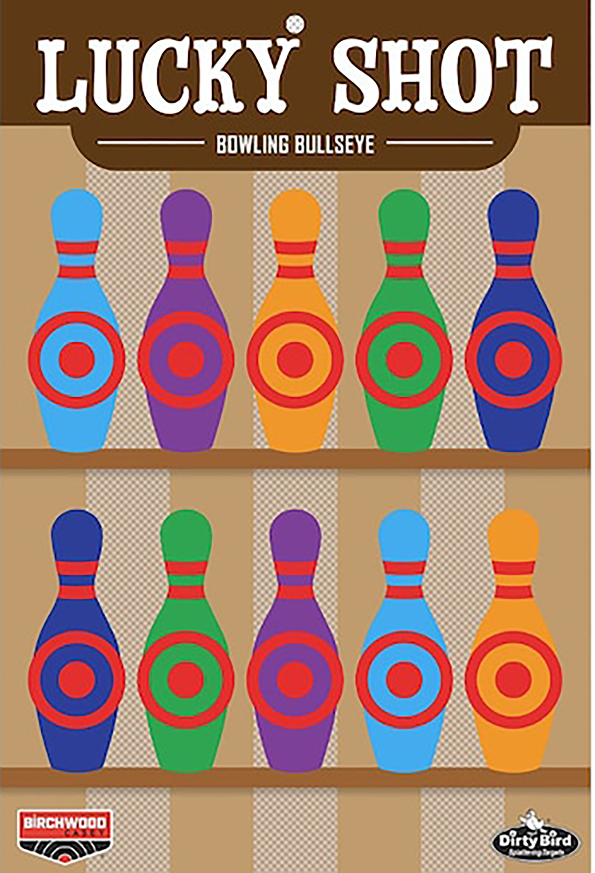 Birchwood Casey Dirty Bird 12" x 18" Lucky Shot Bowling Pins Paper Target 6-Pack