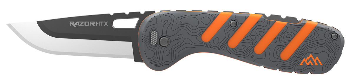 Outdoor Edge Razor HTX 3" Folding Plain 420J2 SS Gray/Orange Handle Hunting Knife