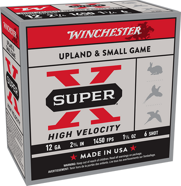 Winchester Ammo Super X High Velocity 12 Gauge 2.75" 1-1/4 oz #6 Shot 25 Rd - Box or Case