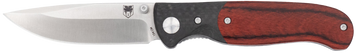 CobraTec Knives Baron EDC 3.25" Folding Drop Point Plain Satin 154CM Carbon Fiber/Pakkawood Handle