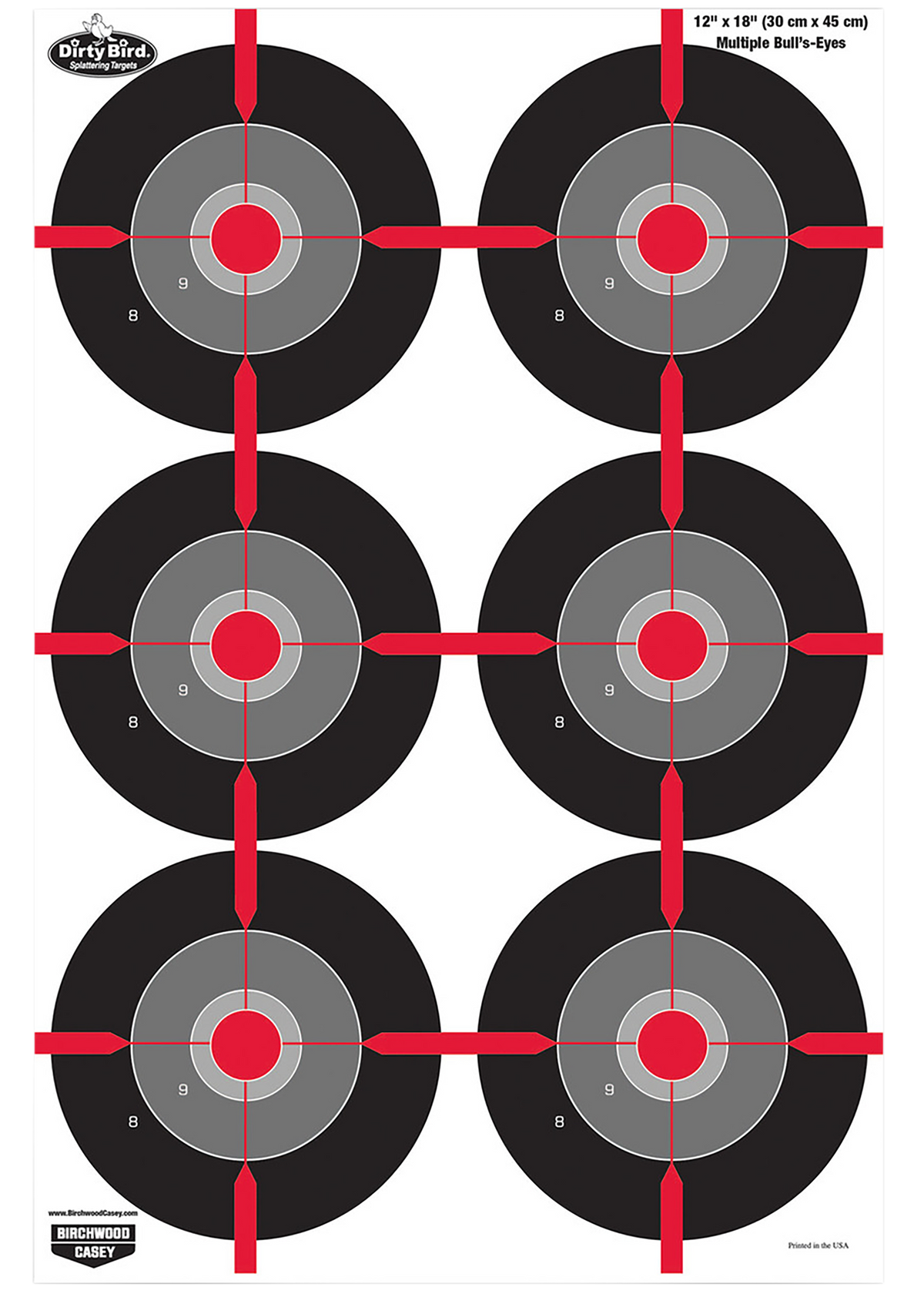 Birchwood Casey Dirty Bird 12 x 18 Multiple Bullseye Hanging Tagboard Pistol Target 8 Pack