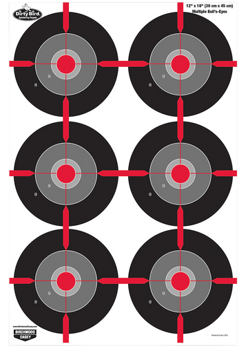 Birchwood Casey Dirty Bird 12 x 18 Multiple Bullseye Hanging Tagboard Pistol Target 8 Pack