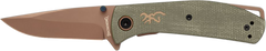 Browning Trailside EDC Small 3" Folding Modified Drop Point D2 Steel Titanium Finish Green Micarta
