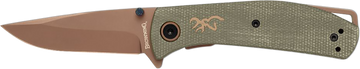 Browning Trailside EDC Small 3" Folding Modified Drop Point D2 Steel Titanium Finish Green Micarta