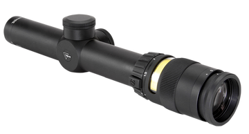 Trijicon AccuPoint 1-4x24mm 30mm Tube Illuminated Amber Triangle Post Riflescope - Black Hardcoat Anodized