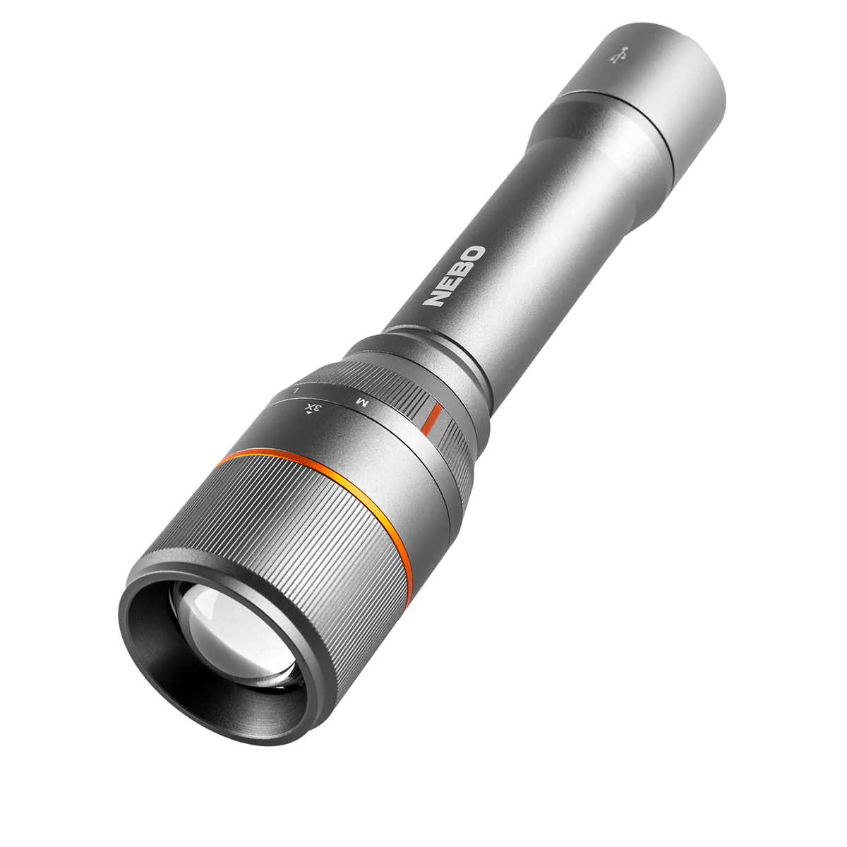 NEBO Davinci 3500 Rechargeable Flashlight 70/700/3500 Lumens LED - Gray