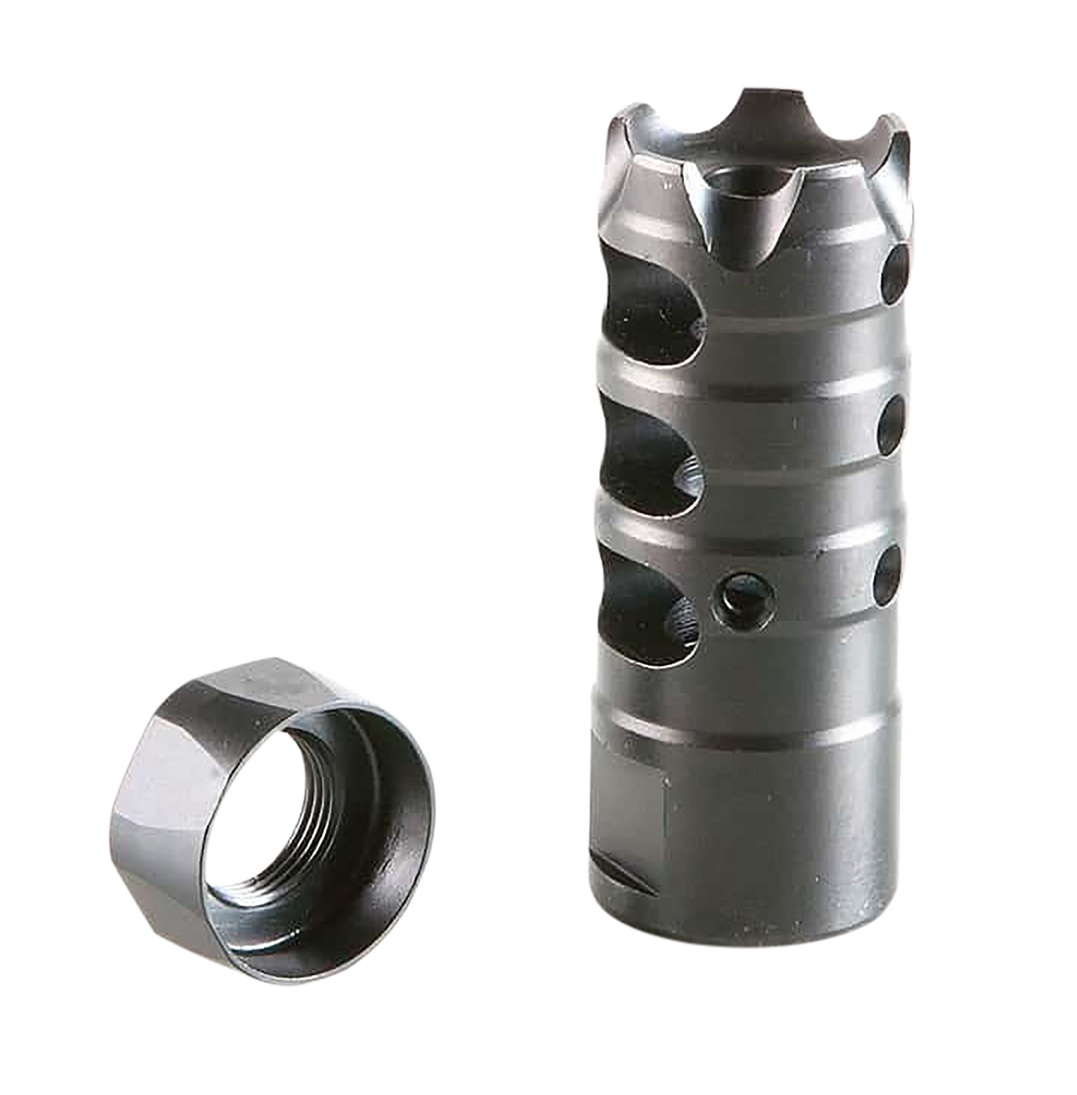 Patriot Ordnance Factory 00308 Triple Port Muzzle Brake 223 Rem/5.56x45mm NATO 1/2x28 Black Nitride Steel