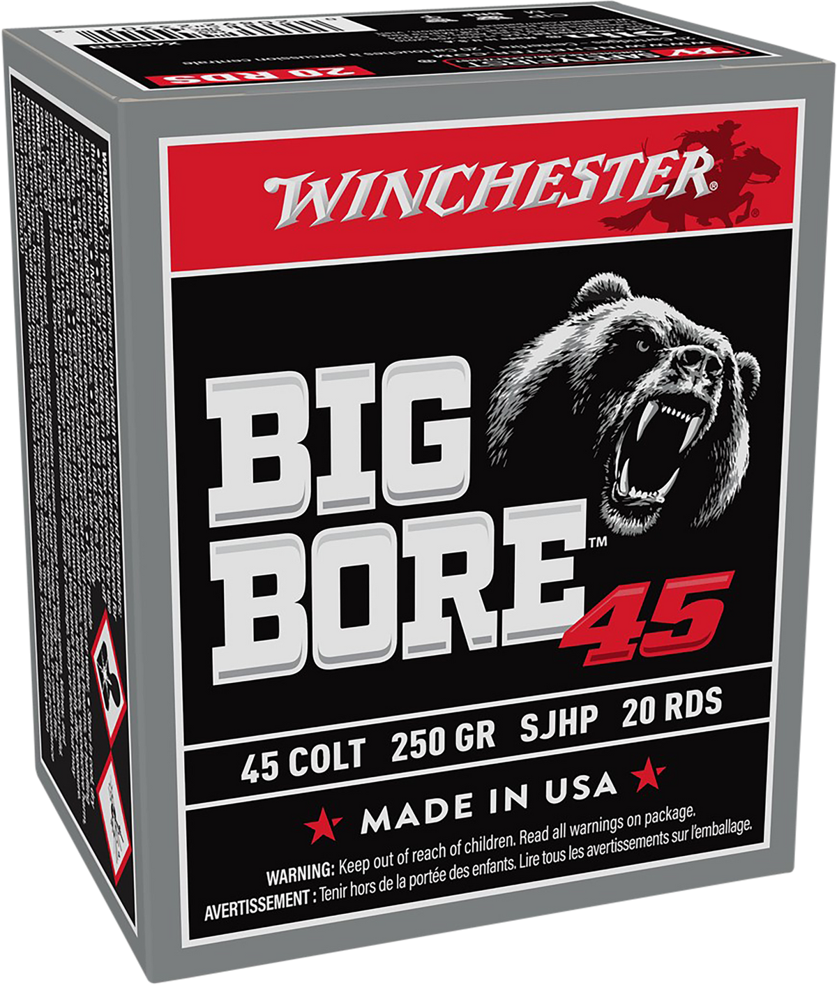 Winchester Ammo Big Bore 45 Colt 250gr SJHP 20rd - Box or Case