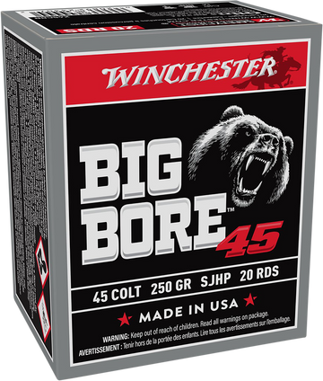 Winchester Ammo Big Bore 45 Colt 250gr SJHP 20rd - Box or Case