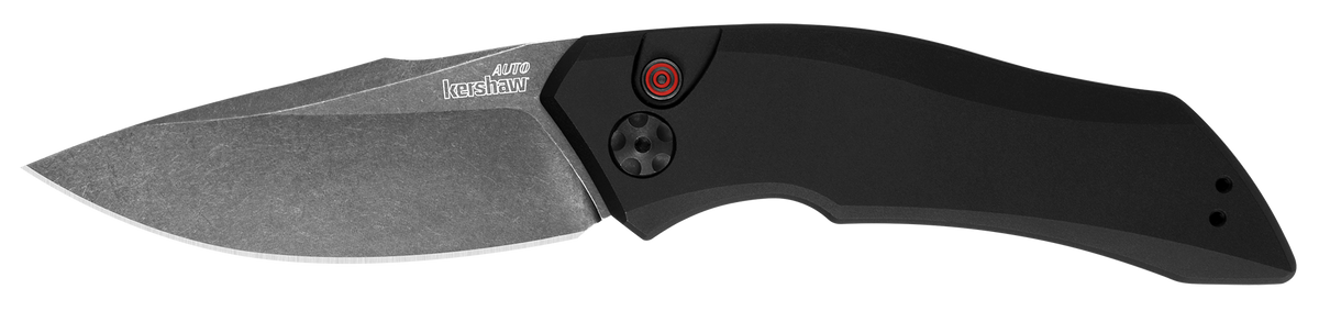 Kershaw Launch 1 3.4" Automatic Folding Drop Point Plain CPM 154 BlackWash - Black Aluminum