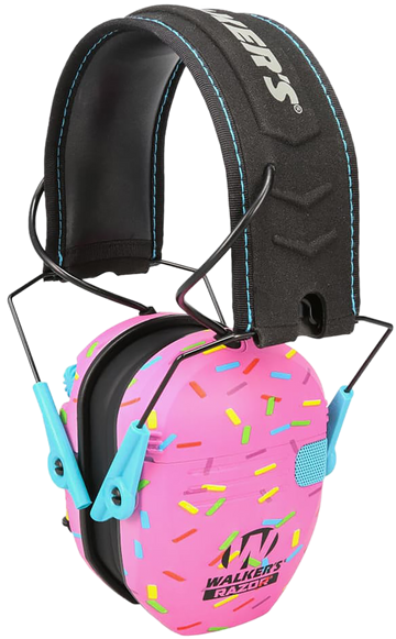 Walkers Game Ear Razor Slim Electronic Muff 23 dB Over the Head Pink Sprinkles