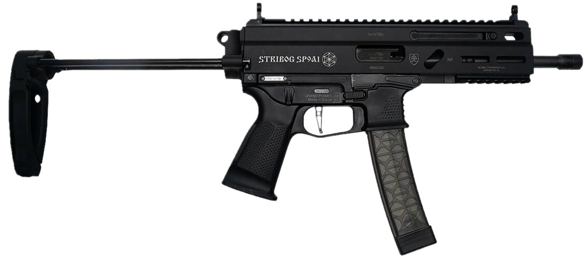 Grand Power Stribog SP9A1 9mm Luger 8" 30+1 Semi-Auto Pistol - PDW Tailhook Brace, Threaded Barrel