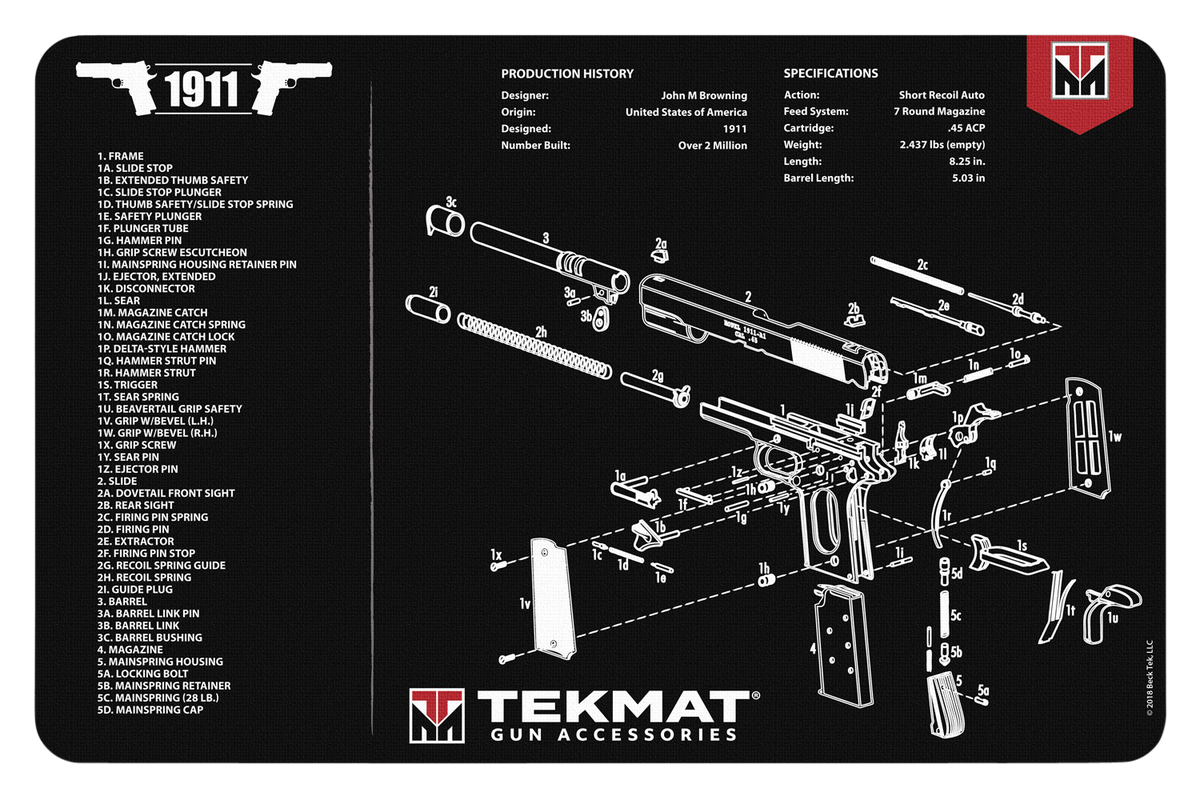 TekMat 1911 Cleaning Mat 11"x17" Rubber Black/White