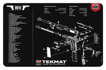 TekMat 1911 Cleaning Mat 11"x17" Rubber Black/White
