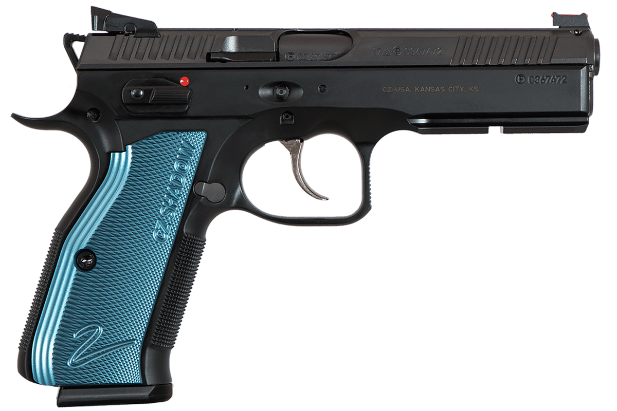CZ Shadow 2 9mm Luger 4.89" 17+1 DA/SA Pistol - Black Nitride / Blue Aluminum Grips