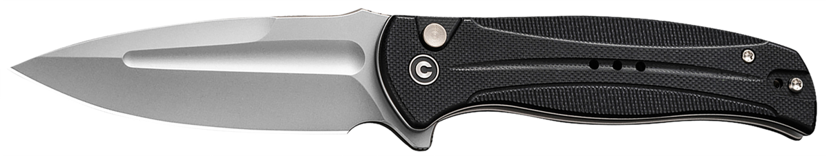 Civivi Knives Incindie 3.48" 14C28N Spear Point Plain Folding Knife - Stonewashed Blade, Black Textured G10 Handle