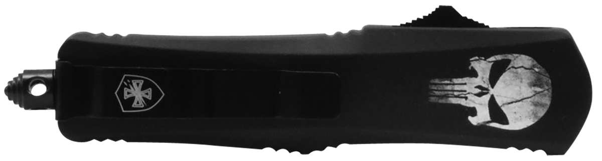 Templar Knife SFL232 Gen II Fallen Small 2.69" OTF Tanto Plain Powder Coated 440C SS Blade 4.31" Black w/Skull Aluminum Handle Glass Breaker