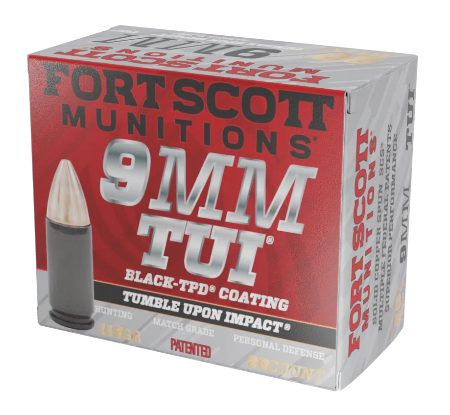Fort Scott Munitions Tumble Upon Impact (TUI) 9mm Luger 115gr Solid Copper Spun TPD-9 Coated - Box or Case