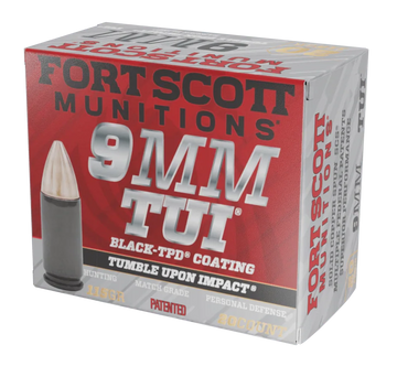 Fort Scott Munitions Tumble Upon Impact (TUI) 9mm Luger 115gr Solid Copper Spun TPD-9 Coated - Box or Case