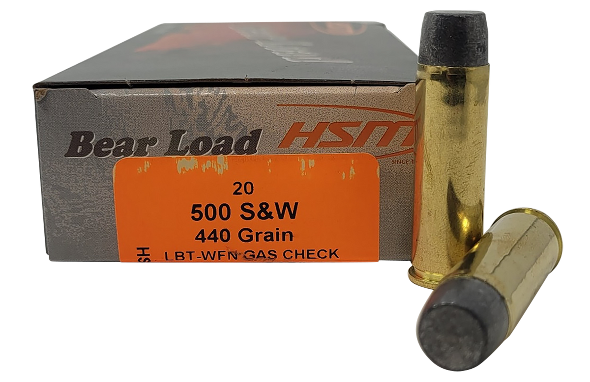 HSM Bear Load 500 S&W Mag 440gr Wide Flat Nose 20 Rd - Box or Case