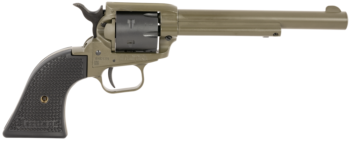 Heritage Mfg Rough Rider RR22T6 22 LR 6.5" 6-Shot SAO Revolver - OD Green Cerakote