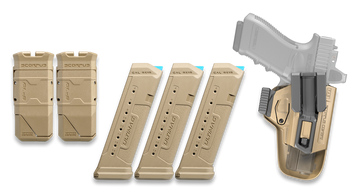 FAB Defense FXGLOCK17KIT Glock 17 IWB Holster Kit FDE Polymer w/3 Magazines