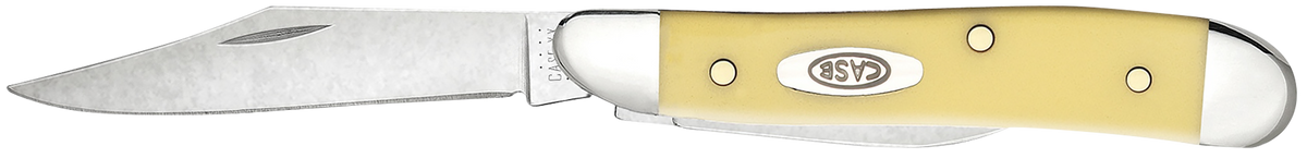 Case 00030 Peanut 2.10"/1.53" Clip/Pen Chrome Vanadium Yellow Synthetic Folding Knife
